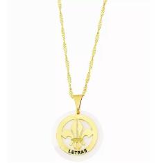Colar Cordão Letras Flor de Lis Folheado Ouro 18k - Milena Folheados