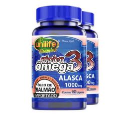 Kit 2 Ômega 3 Alpha Óleo de Salmão Unilife 1000mg 150 Cápsulas
