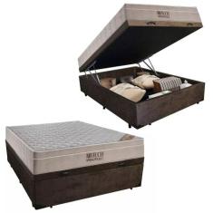 Cama Box Baú Casal Suede + Colchão Ortobom Airtech Molas Ensacadas 138