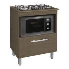 Balcao Gabinete P/ Cooktop 05 Bocas E P/ Forno Bur Amêndoa - PASSE BEM