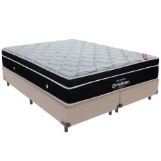 Cama Box Bege e Colchão Elegant Molas Ensacadas King Ortobom