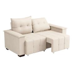Sofá 3 Lugares Retrátil e Reclinável Slim Suede Bege