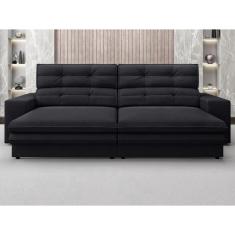 Sofá Pegasus 2,50m Assento Retrátil e Reclinável Velosuede Preto - netsofas