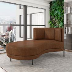 Sofá Chaise Lado Esquerdo Downey Sala De Estar Pu Marrom G15 - Gran Belo