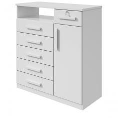 Comoda 1 Porta 6 Gavetas 1 Nicho Da Vinci - Lopas Branco