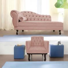 Kit Diva Recamier Diana 130cm Lado Direito e 01 Poltrona Classic Suede