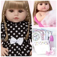 Boneca Tipo Reborn Laura Corpo de Vinil Recém Nascida Linda - Cegonha 