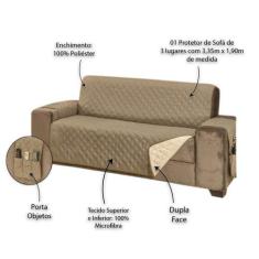 Protetor para Sofá de 3 Lugares Manu King - MR, Kaqui/Palha