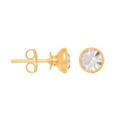 Brinco Rommanel Banhado Ouro 18k Solitário Ponto Luz Cristal 6mm, 0