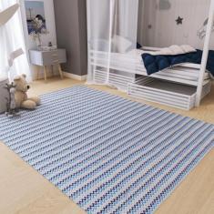 Tapete Quarto Infantil Antiderrapante 200 x 140 Grande Emborrachado Artesanal Azul