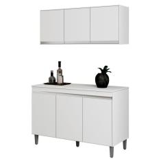 Armário Aéreo E Balcão Gabinete Cozinha 120cm Branco