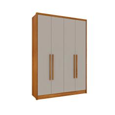Guarda-Roupa Solteiro Dinamarca 4 Portas 2 Gavetas Cinamomo e Off White