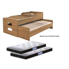 Bicama Bibox Elis c/ Auxiliar + 2 Colchões Probel D20 Cor: Amendoa
