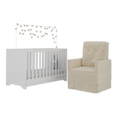 Berço 3x1 com Colchão Incluso e Poltrona de Amamentação Elza Multimóveis MP4088