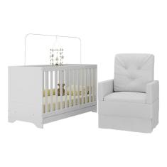 Berço 3 Em 1 Com Colchão E Poltrona Amamentação Multimóveis Mp4159 Branco Branco