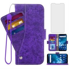 Asuwish Compatível com Cricket Icon 2 capa carteira e protetor de tela de vidro temperado suporte suporte suporte acessórios celular capa de telefone flip de couro para Icon2 mulheres homens feminino