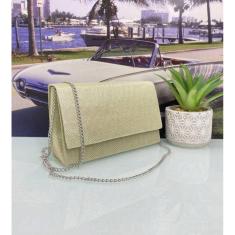 Bolsa Feminino Carteira Bolsinha de Mão com Corrente Transversal e Ombro Brilhosa Glitter para Festa Casamento Presente