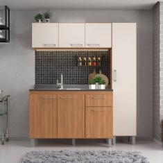 Cozinha Iara Modulada 3 Peças 7 Portas 1 Gaveta Freijó/Off White