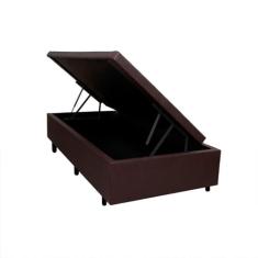 Cama Box Baú Solteiro 88x188x42cm Marrom com Pistão a Gás Marrom