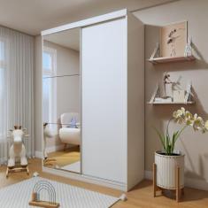 Guarda-roupa Infantil 2 Portas de Correr 2 Gavetas e 3 Espelhos Arabella Branco