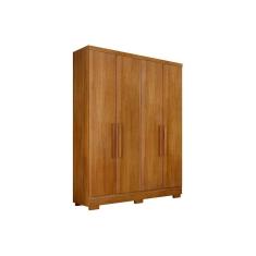 Guarda Roupa Solteiro 4 Portas e 2 Gavetas c/ Pés Milly/Veneza Cumaru - Novo Horizonte