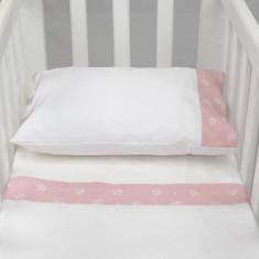 Jogo De Lençol Para Mini Berço 3 Peças Coroa Rosa - Tropical Baby