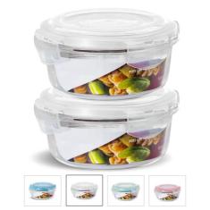 Kit Conjunto 2 Potes Vidro Hermético Tampa Plástico Marmita Mantimento