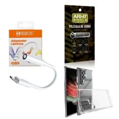 Capa Samsung S22Ultra + Adaptador P2 P Tipo C + Película 3D