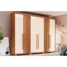 Guarda Roupa 6 Portas E 4 Gavetas C- Pés Norton Nature-off White - Henn