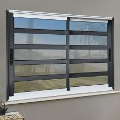 Janela Elite com Travessas 2 Folhas Moveis 100 X 100 Vidro Reflex