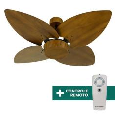 Ventilador de Teto Com Controle Remoto Natuvent Dahlia No Light 4 Pás 