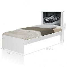 Cama Solteiro Carro Sport Chumbo Com Colchão
