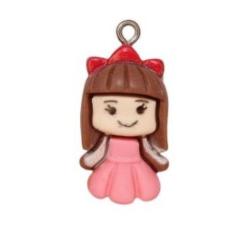 Pingente de resina infantil (1 par) - LADEIRA BIJUTERIAS, Menina vesti