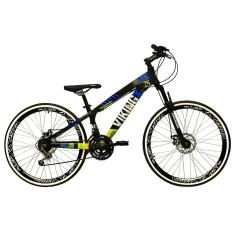 Bicicleta Aro 26 Vikingx Tuff 21v Alumínio Freeride Aros Vmaxx Pretos Freio a Disco Hidráulicos-Unissex