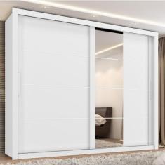 Guarda Roupa Casal Essencial 2 Portas de Correr 6 Gavetas com 4 espelh