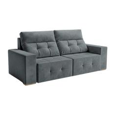 Sofá 3 Lugares Retrátil e Reclinável Roma Suede Cinza 180 cm - Mobly