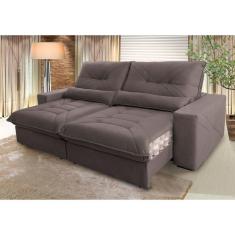 Sofá Retrátil Reclinável Sevilha 3,00m Suede Velut Tabaco c/ Molas Ensacadas - King House