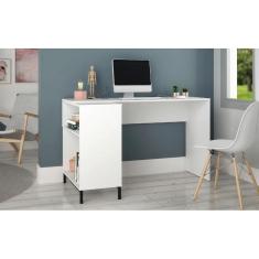 Mesa de Computador 2 Nichos Branco/Pe Metalico Preto Mdp 15mm 79,5x135x69,5cm BRV Móveis