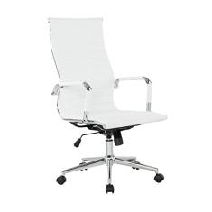 Cadeira Escritório Presidente Giratória em Couro Manhattan Fratini Móveis Branco