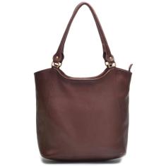 Bolsa Saco Feminina Couro Zíper Alça Fixa Casual Clássica