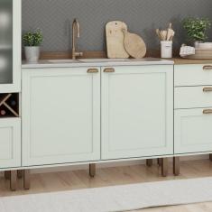 Balcão Para Cozinha 2 Portas Provençais sem Tampo Iluminata Genialflex Verde Mint