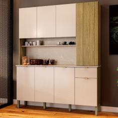 Cozinha Compacta 8 Portas 1 Gaveta Slow Kits Paraná - Freijo/Vanila/CP Riscatto freijo
