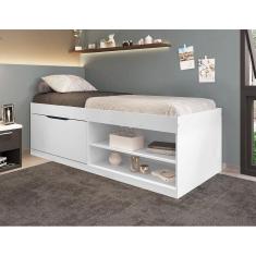 Cama Box Sapateira Solteiro Vanessa 0,88 Branco com Colchão - Framar Móveis