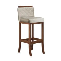 Banqueta Média em Madeira Maciça com Matelassê Pinhão