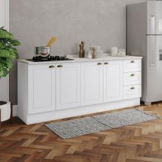 Cozinha Compacta 2 Peças 100% Mdf Com Tampo Internacional Branco