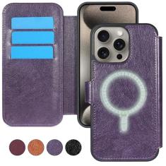 CMIDUS Capa carteira com bloqueio de RFID para iPhone 15 Pro Max 5G 6,7 polegadas compatível com MagSafe carregamento sem fio couro PU capa flip protetora com compartimentos para cartões e suporte