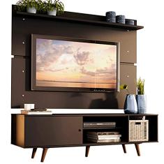 Rack Madesa Dubai e Painel para TV até 65 Polegadas com Pés - Preto/Rustic