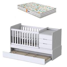 Berço Multifuncional Cléo Branco Acetinado com Colchão Gazin - Carolin