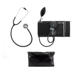 Kit Esfigmomanômetro + Estetoscópio Duplo Bic + Estojo,  Preto