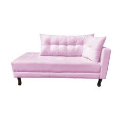 Divã Recamier Troya 1,40 Cm Lado Direito Suede Rosa Bebê - Neros Inter